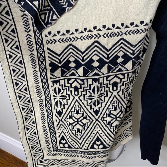 Lucky Brand Aztec Cream & Black Waterfall Open Cardigan Small - Picture 7 of 8